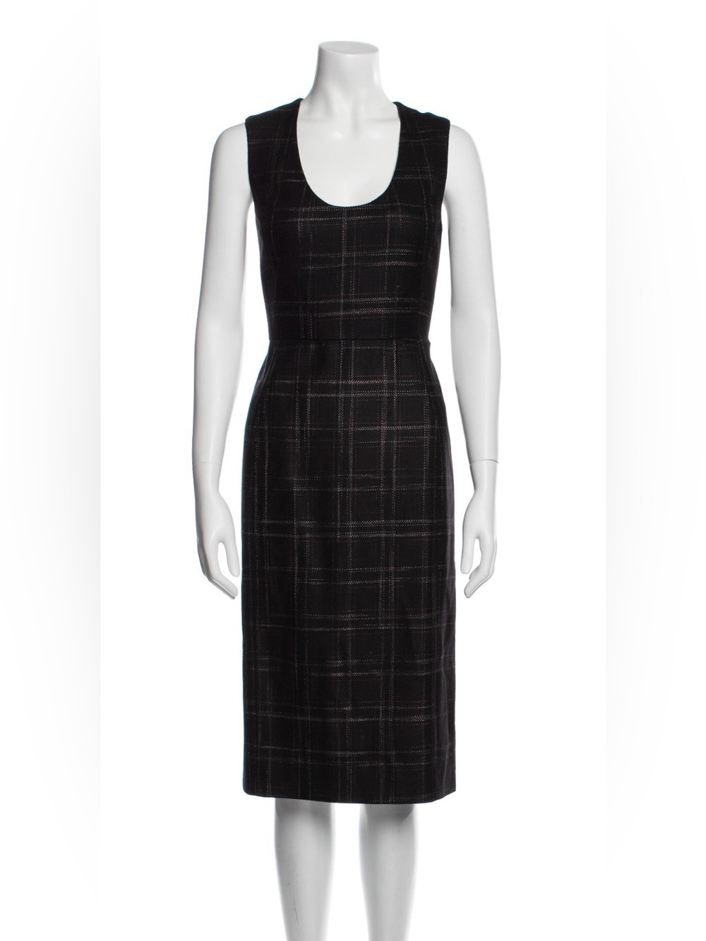 Rebecca Taylor Black Plaid Scoop Neck Sheath Dress Size 4